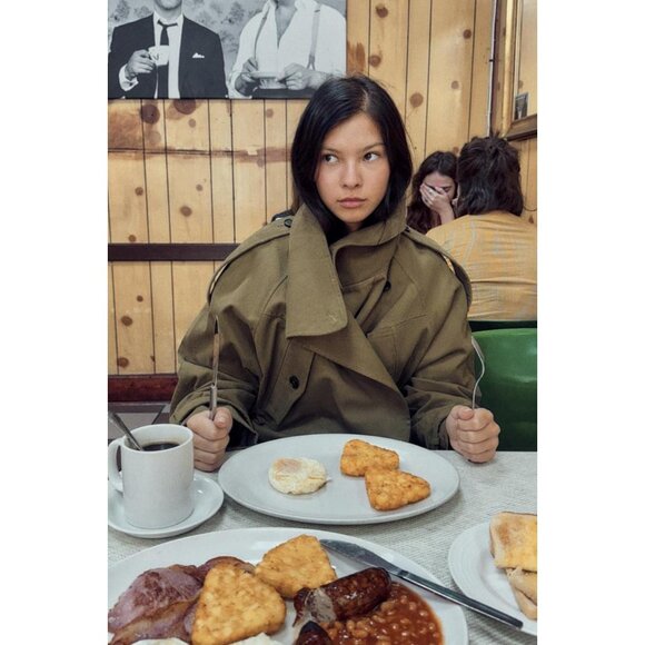 ZARA SHORT COTTON BELTED TRENCH COAT - Picture 2 of 5